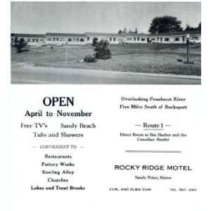 Rocky Ridge Motel Brochure Sandy Point Maine 1960s 