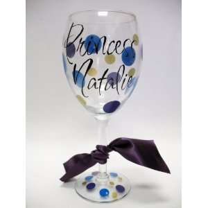 Personalized Princess Wine Glass   Custom Wine Goblet  