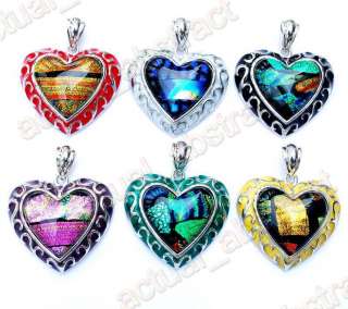 Heart pendant Dichroic Foil GLASS 6pcs wholesale  