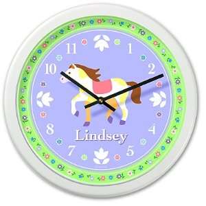  Olive Kids   Patchwork Ponies Personalized Clock (White 