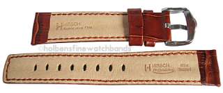 20mm Hirsch PROFESSIONAL Tan Alligator Grain Leather Mens Watch Band 