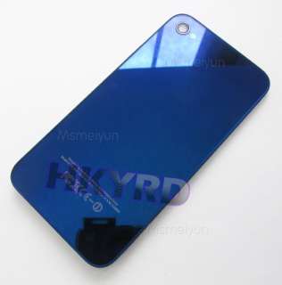 Blue Plating Glass Mirror Back Housing Cover Case For Iphone 4G  