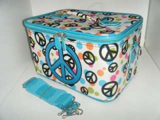 Polka Dot Floral Peace Train Case Luggage Make Up Bag  