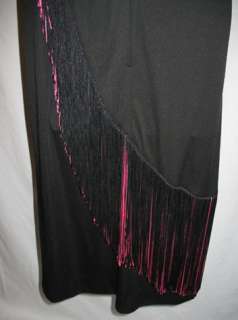 Lilli Diamond Vintage Black Fringed Flapper Party Cocktail Dress 4 6 
