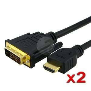  2 X HDMI to DVI Cable 5Gbps M/M, 10 FT / 3 M, Black 