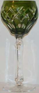 Crystal cut to clear cased large hock wine glass green  