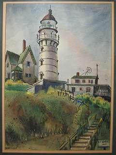 WPA Era Lighthouse WC Listed New Jersey Woman Artist  