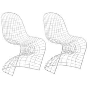  Set of 2 Zuo Modern Wickham White Steel Dining Chair