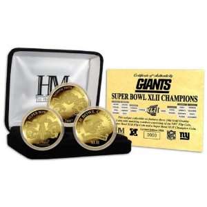  New York Giants Super Bowl XLII Champions 24KT Gold 3 Coin 