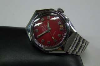 LARGE 60S ZENITH DEFY 28800 RED DIAL DATE AUTOMATIC MANS  