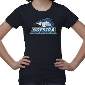 Hofstra University Pride Youth Distressed Primary T Shirt   Navy Blue 