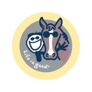 LIFE IS GOOD HOLD YOUR HORSES ROUND STICKERS (PACK OF 2) PERFECT FOR 
