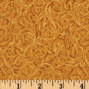  44 Wide Winter Magic Swirls Metallic Gold/Gold Fabric By 