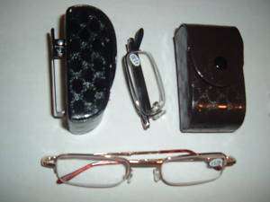 pr FOLDING READING GLASSES WITH CLIP CASE POWER +3.00  