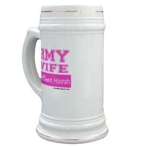   Military Backer Army Wife Hoorah (Pink) Stein: Kitchen & Dining