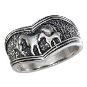    Sterling Silver Mother and Pony Horse Ring (size 10): Jewelry