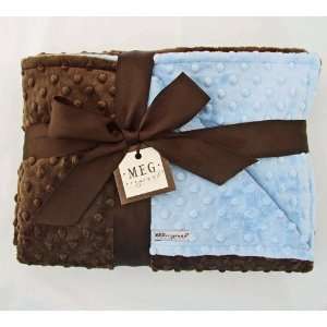  Blue & Brown Minky Crib Blanket: Baby