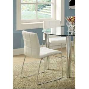   White Leatherette Dining Chair with Minimalist Design