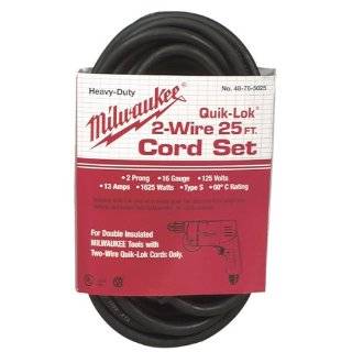 Milwaukee 48 76 5025 Quik Lok 25 Foot 2 Wire Double Insulated Cord