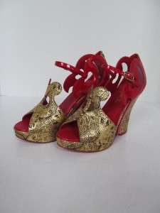  Chanel Ltd.Ed. Red and Gold Sandals/Wedge/Heels/Shoes Sz.37  