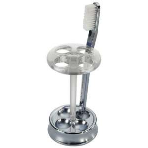  InterDesign Zia Toothbrush Stand, Clear/Chrome