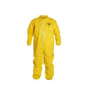 DuPont Tychem Disposable Coverall, Elastic Cuff, Yellow, Large (Pack 