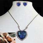 X22※⑥ Blue HEART of ocean titanic CZ crystal Pendant Necklace