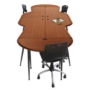  iFlex Modular Desking Small Half Round Table in Cherry and 