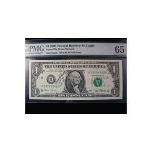  Signed Melnick, Bruce $1 2001 Federal Reserve Note St 