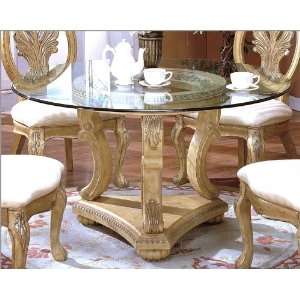  Glass Top Round Dining Table in White MCFD5995 5454: Home 