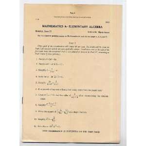  1932 College Entrance Examination on Mathematics 