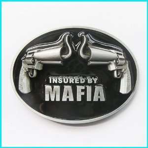  Insured By MAFIA Enameled Belt Buckle AT 045 Everything 