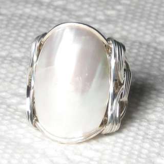 Iridescent Luminous Mabe Pearl Sterling Silver Ring  