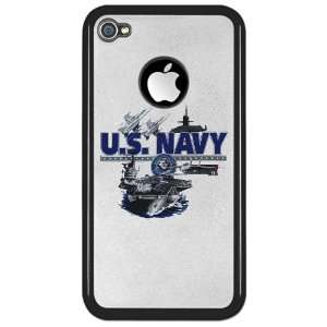iPhone 4 or 4S Clear Case Black US Navy with Aircraft Carrier Planes 