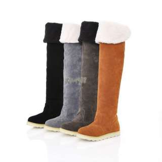   Shoe Warm Lined Winter Snow Thigh Knee Low Heel Boots All Size  