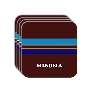 Personal Name Gift   MANUELA Set of 4 Mini Mousepad Coasters (blue 