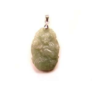  PE0309 Green Jade Monkey Crystal Pendant: Jewelry