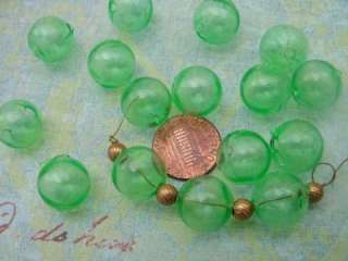 Vintage 14mm Transparent Green Plastic Hollow Beads  