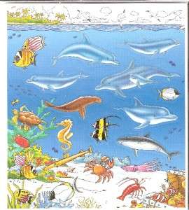 Sheets of Sea life dolphin crab turtle Stickers NIP  