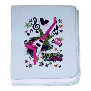  Baby Blanket Sky Blue Rocker Chick   Pink Guitar Heart and 