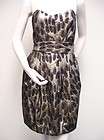KARLIE Black Silver Floral Print Cotton Blend Strapless Dress Size L 