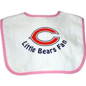   Chicago Bears Little Bears Fan Baby Bib   White with Pink Trim: Baby