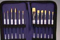 12 ROYAL SOFT GRIP PAINT BRUSHES w/DELUXE STORAGE CASE  