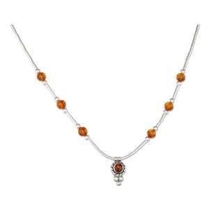  Sterling Silver 16 inch Liquid Silver Beaded Honey Amber 