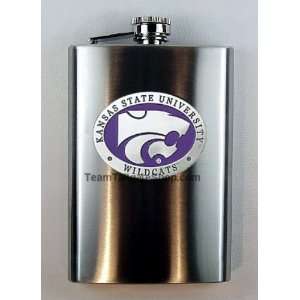 Kansas State KSU Wildcats Pewter Emblem Travel & Hip Flask