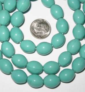 FINE VINTAGE OVAL EUROPEN Turquoise GLASS~TRADE BEADS  