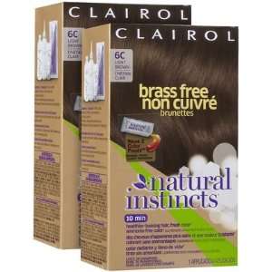Clairol Natural Instincts, 6C, Brass Free Light Brown, 2 ct (Quantity 