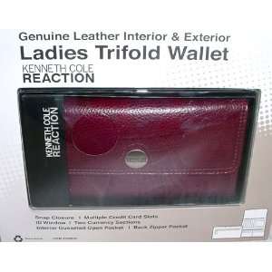  Kenneth Cole Reaction Ladies Trifold Wallet Leather Plum 
