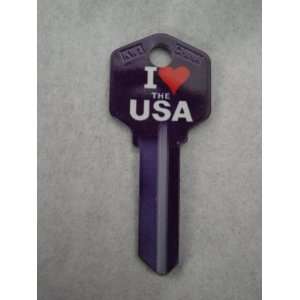 Kwikset Key Blank House Key Uncut I Love The USA Pattern 