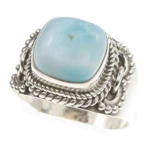    925 Sterling Silver GENUINE LARIMAR Ring, Size 9.5, 6.95g Jewelry